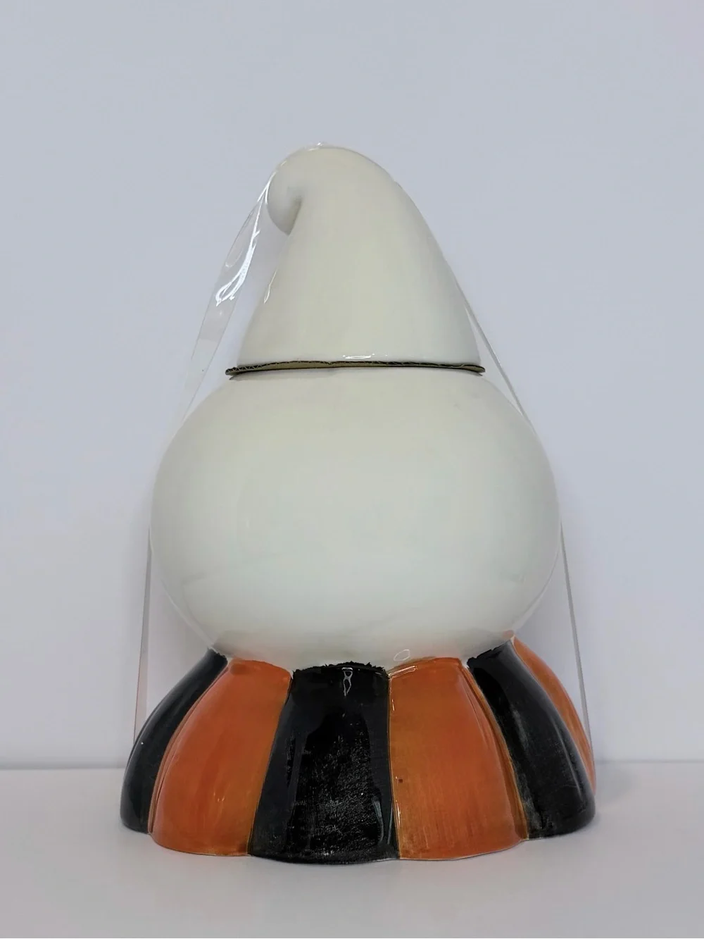 Johanna Parker Ceramic Ghost Candy Jar - White & Orange Halloween Decor